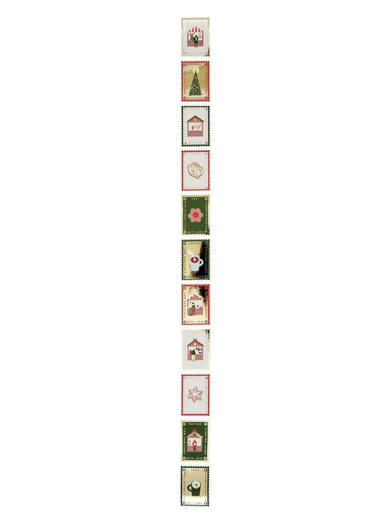 Stamp shaped Christmas stickers
