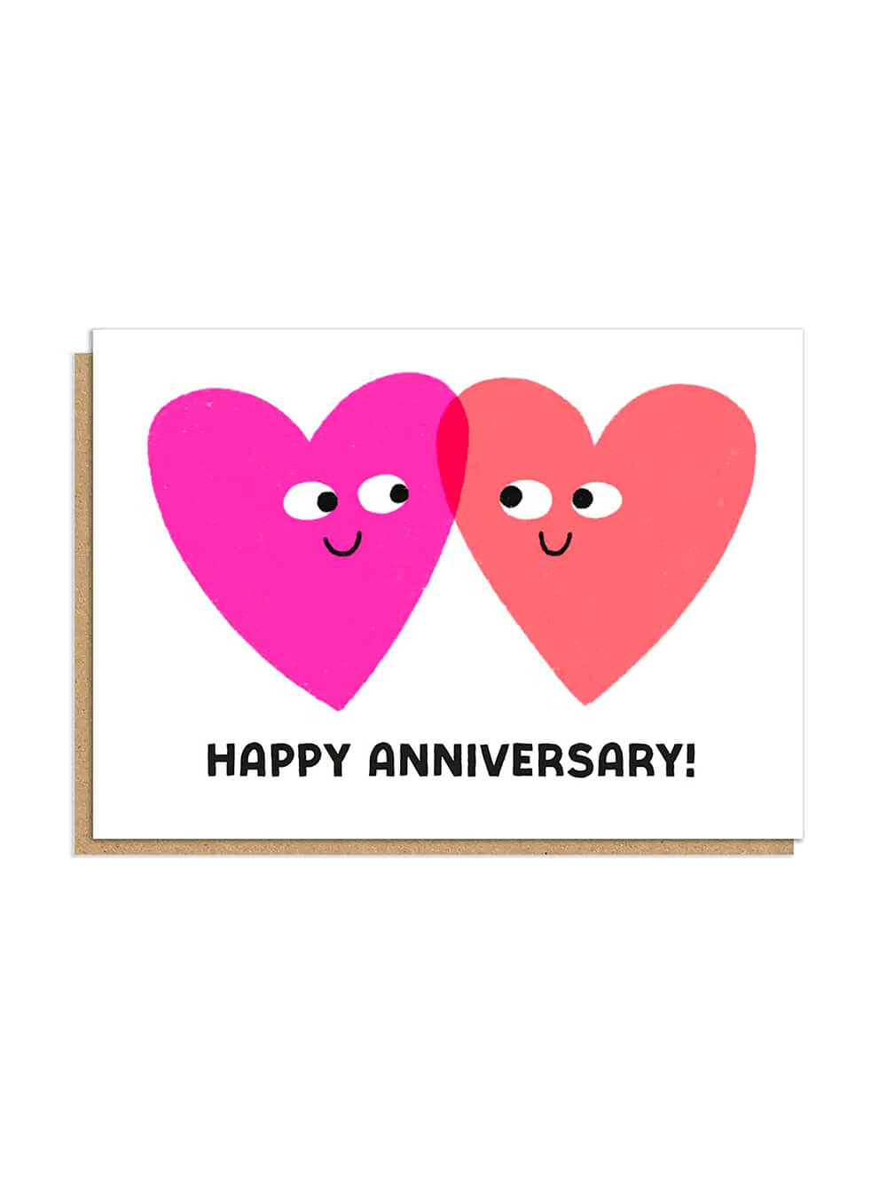 Two hearts letterpress anniversary card