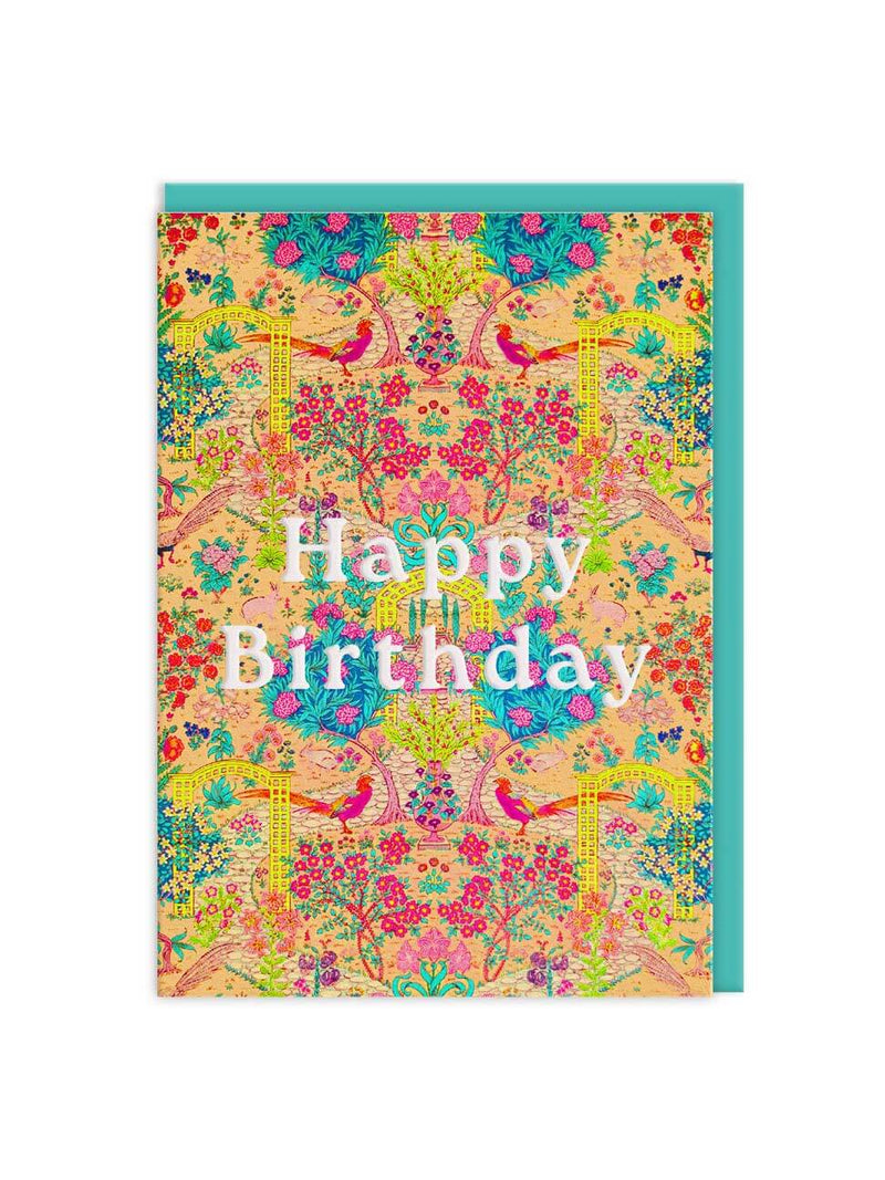 V&A neon ornate garden birthday card