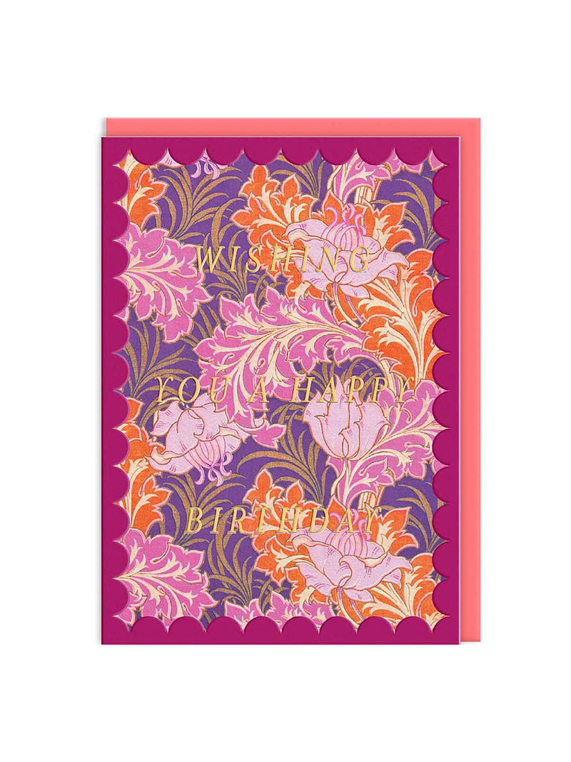 V&A scalloped warm leaves birthday card