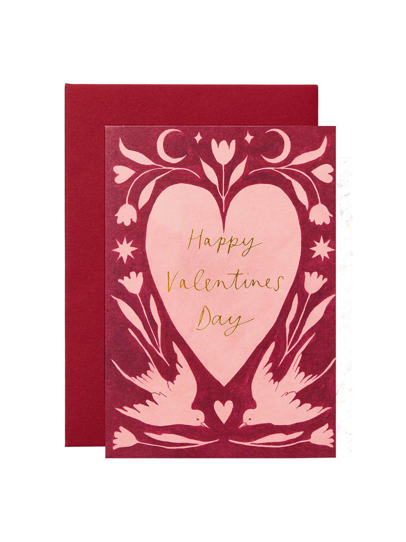 Wanderlust Paper Co folk heart Valentines card