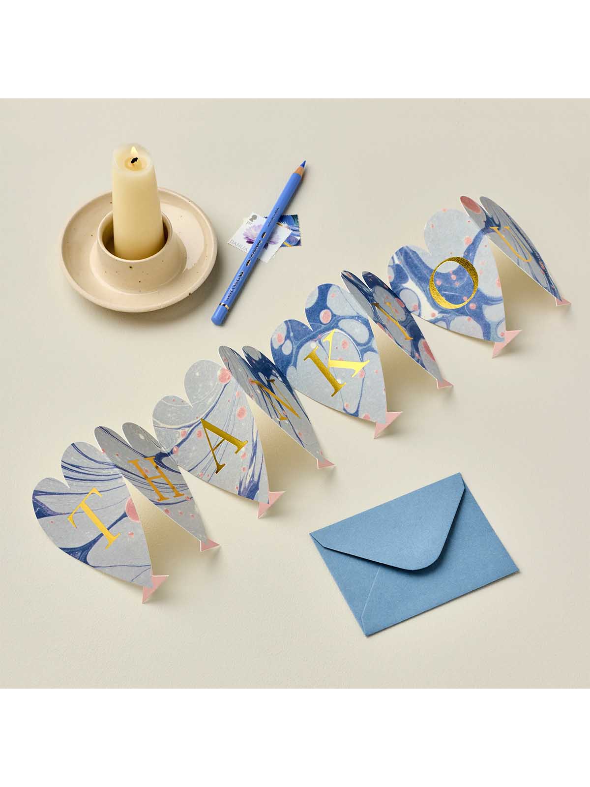 Wanderlust Paper Co mini heart thank you concertina card