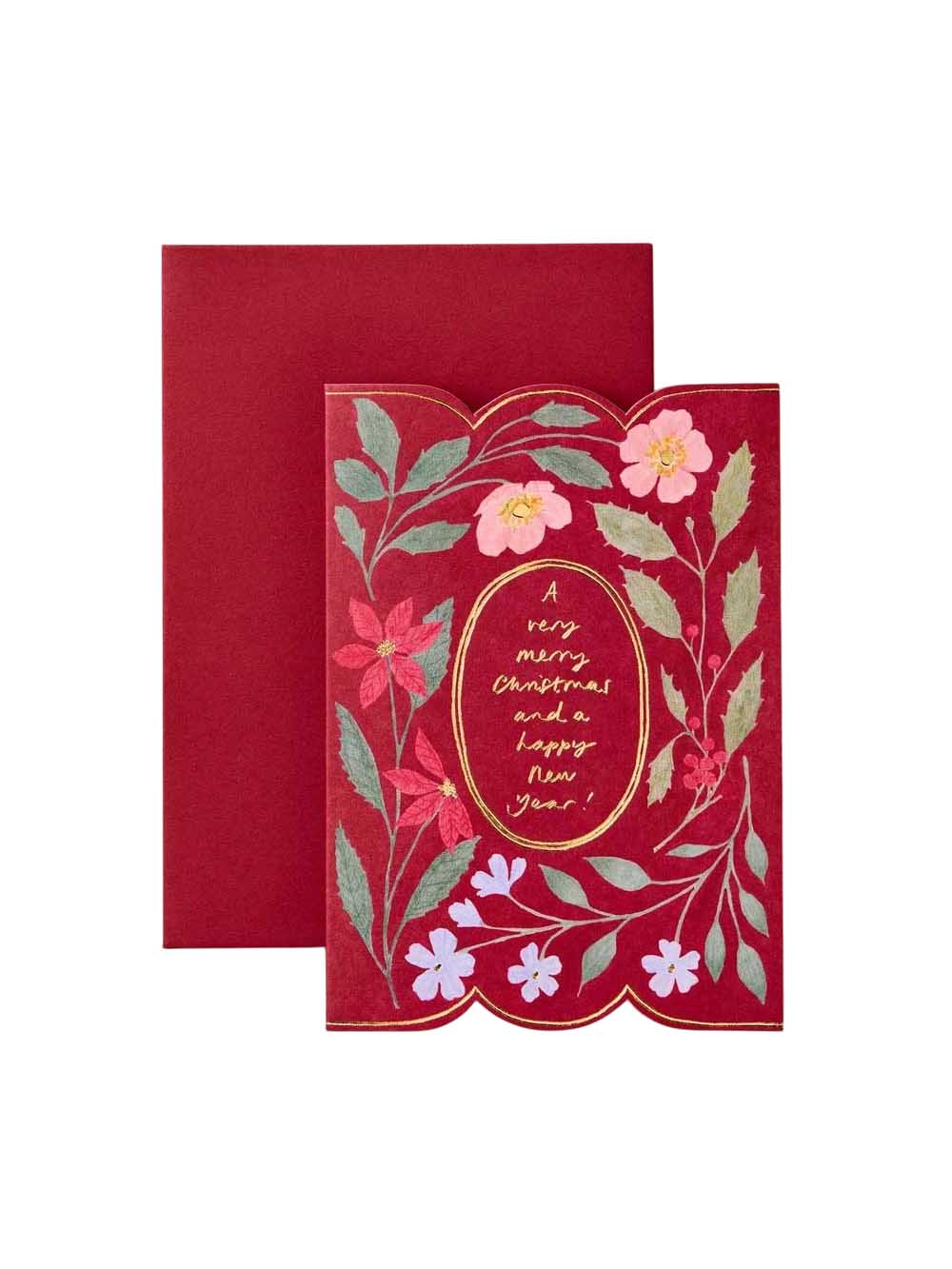 Wanderlust Paper Co red flora Christmas card