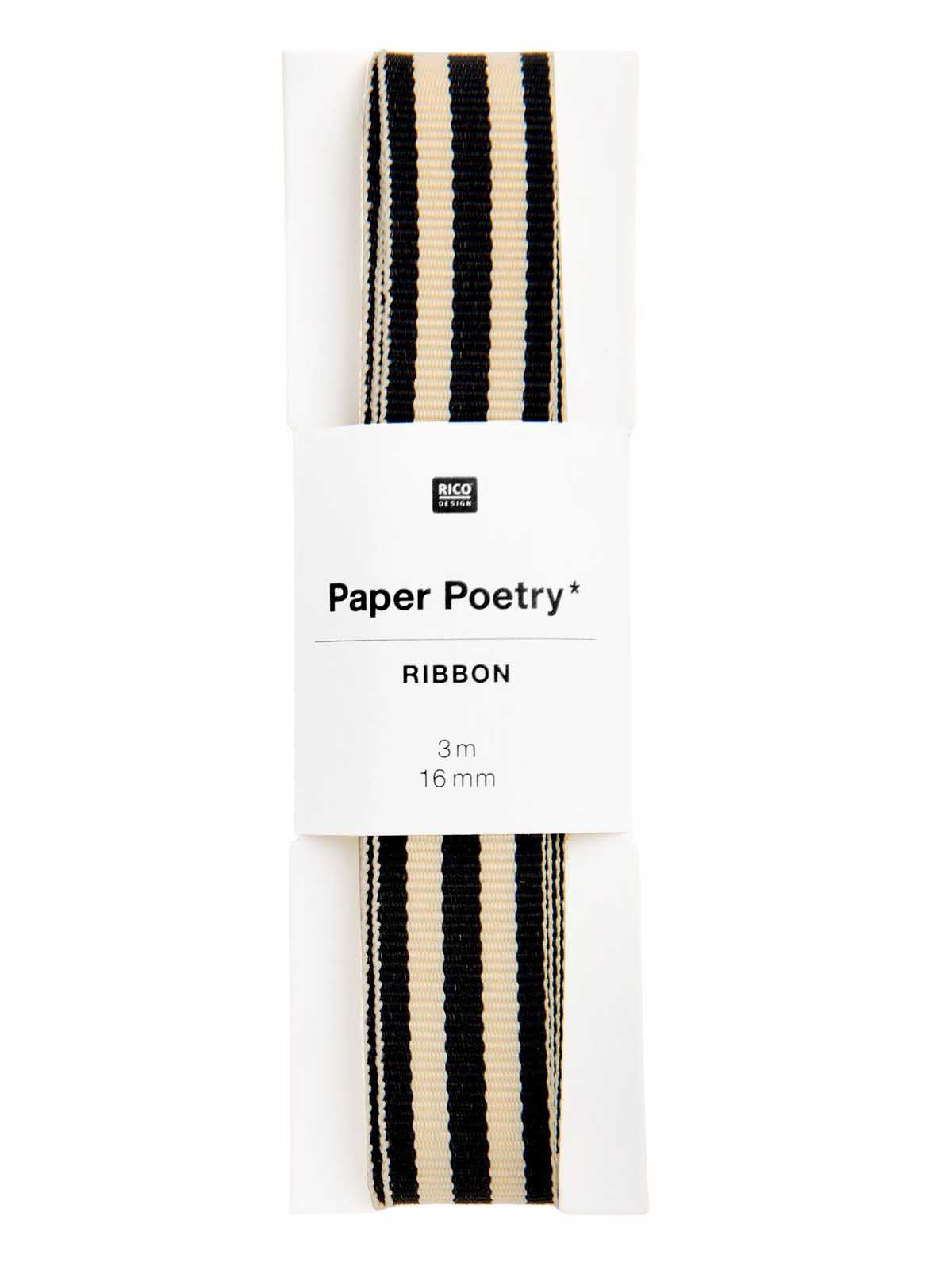 Black and cream 1.6cm woven ribbon
