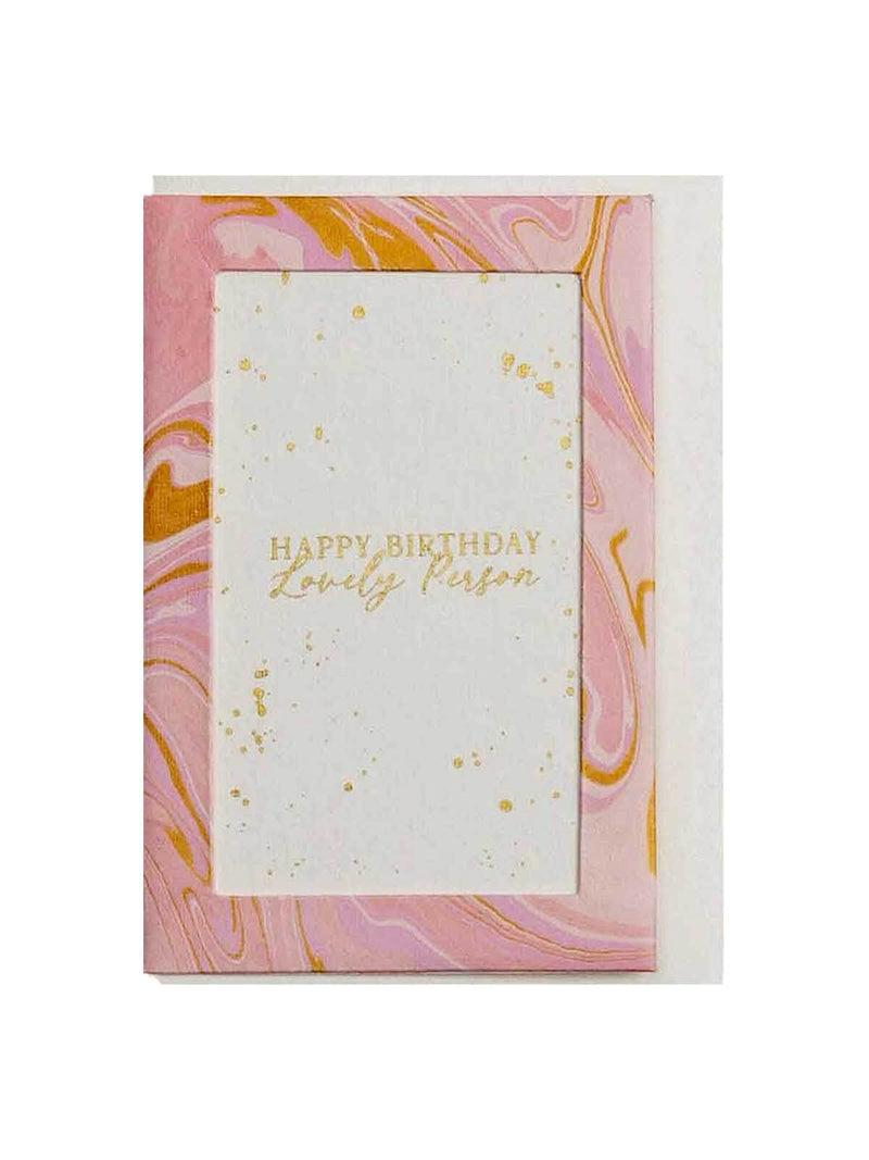 Pink marbled keepsake frame card