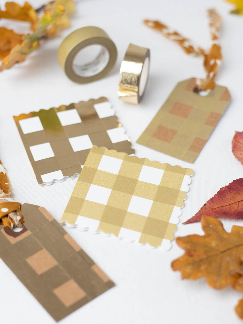 Gold washi tape gingham gift tags
