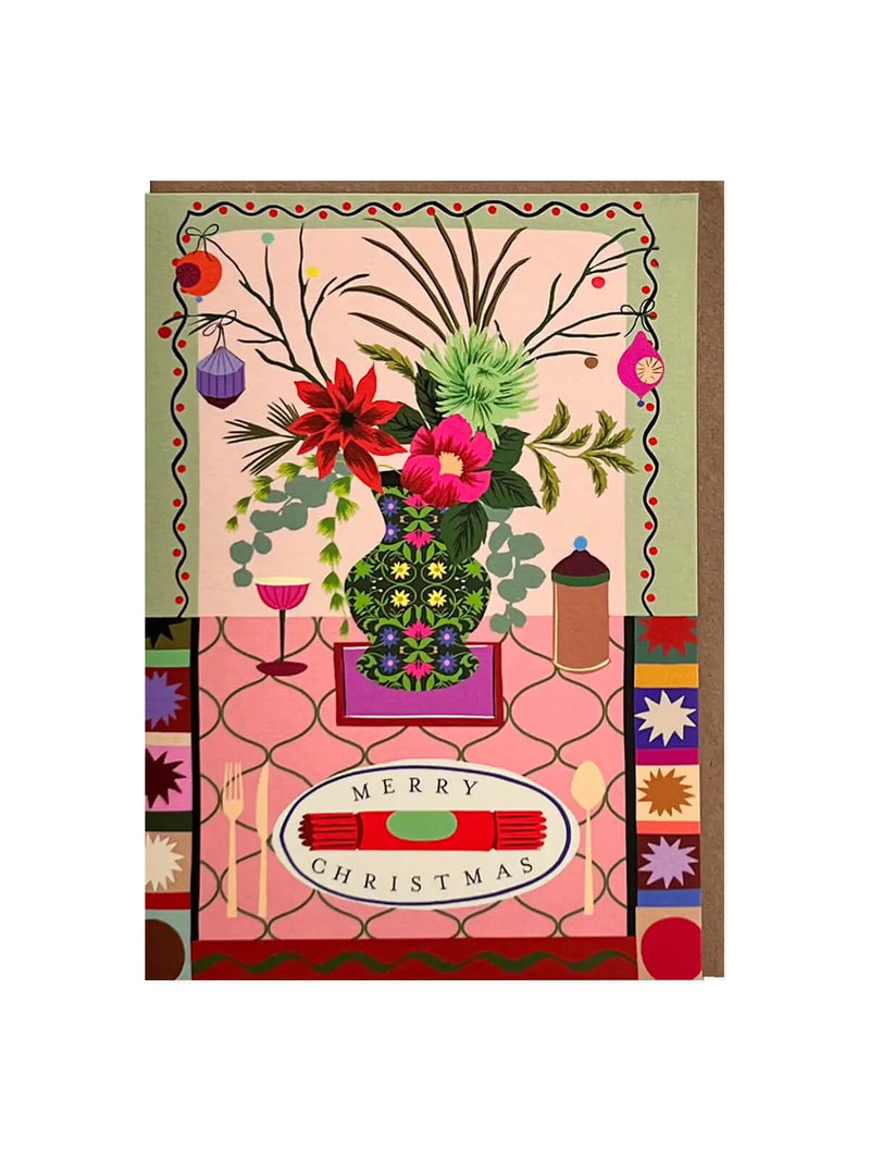 Merry Christmas flower vase card
