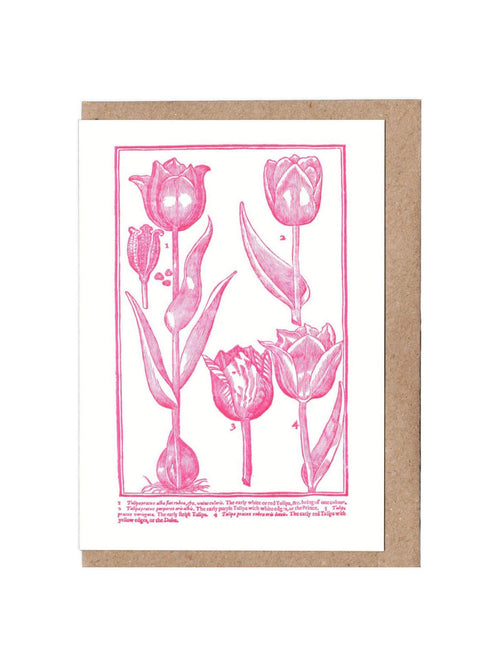 Vintage tulips letterpress card