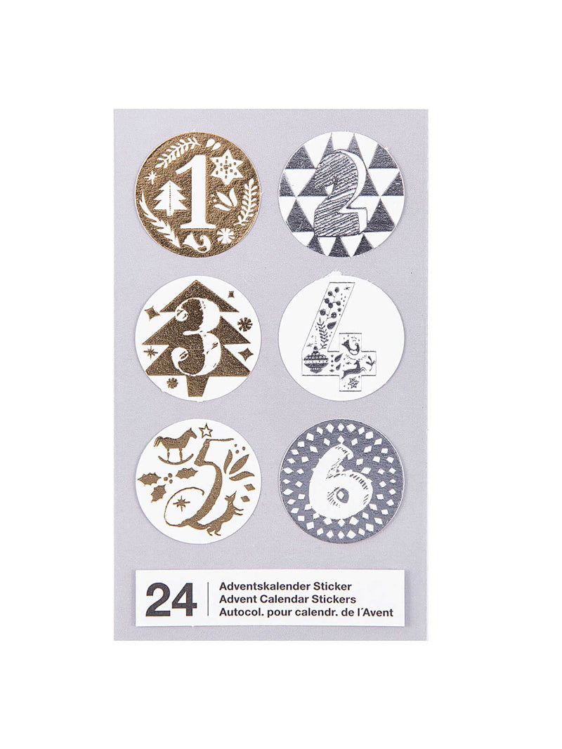 Gold and silver advent calendar stickers