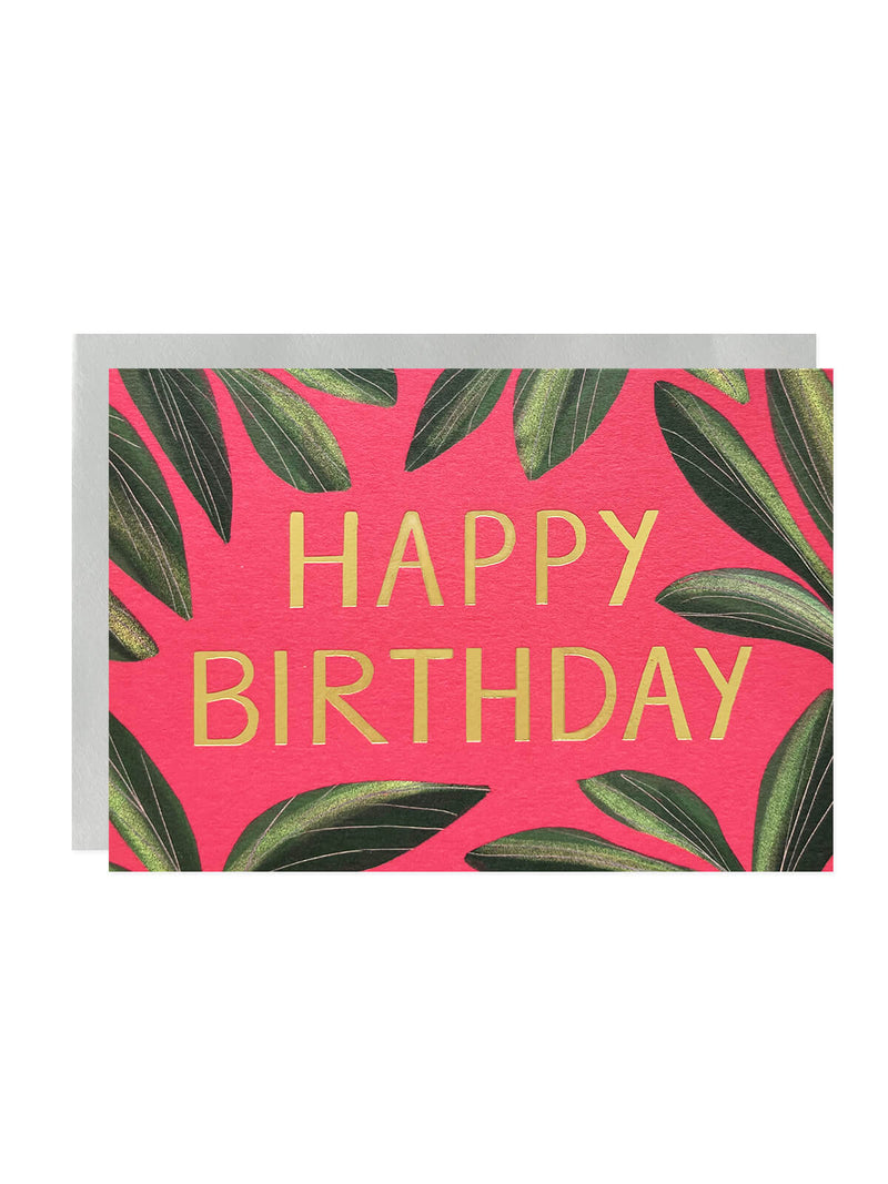 hot pink leaves birthday card