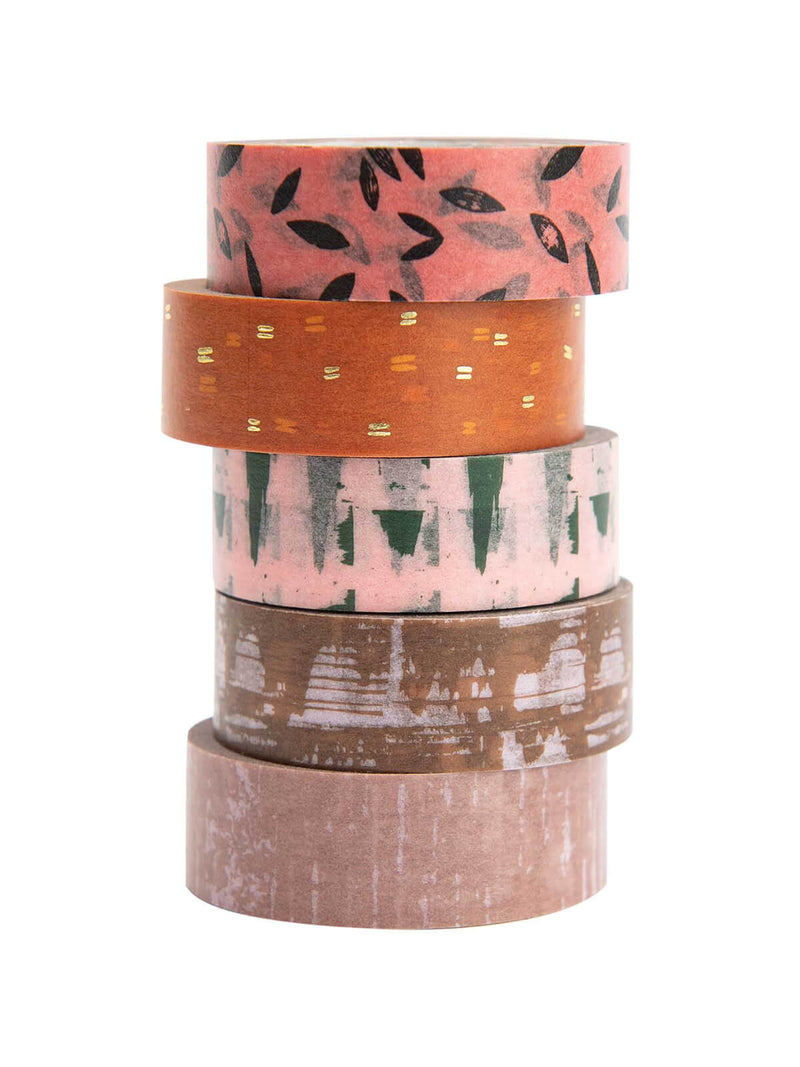 textured pinks washi tape set