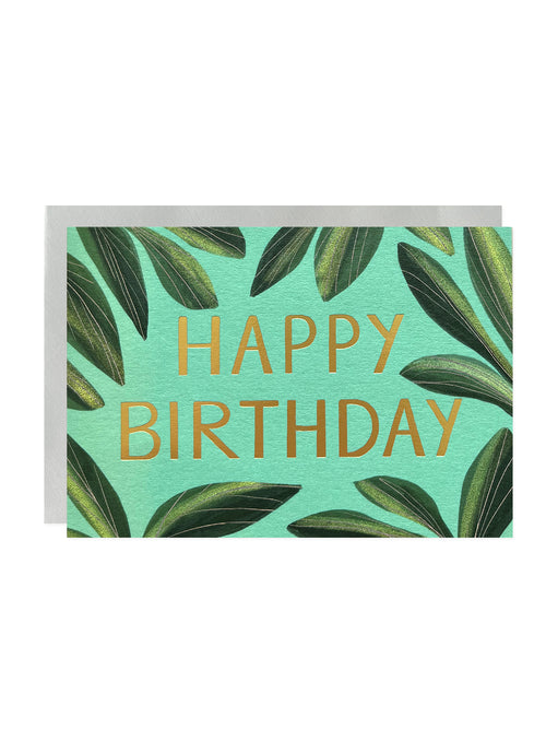 Turquoise leaves birthday card